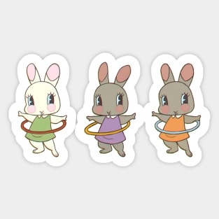 Hula Hooping Bunny Friends Sticker